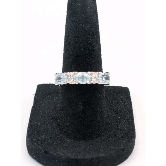 Unbranded Jewelry - Light Blue Topaz Cubic Zirconia 925 Plated Silver Ring 1.6 Carat 2.95g